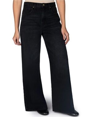 Nelle Atelier The Laura Jean in Kohl Black Denim Wide Leg Cotton Premium Casual
